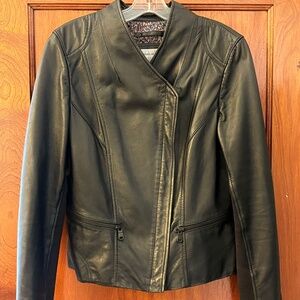 Marc New York genuine leather moto jacket - size medium, true black